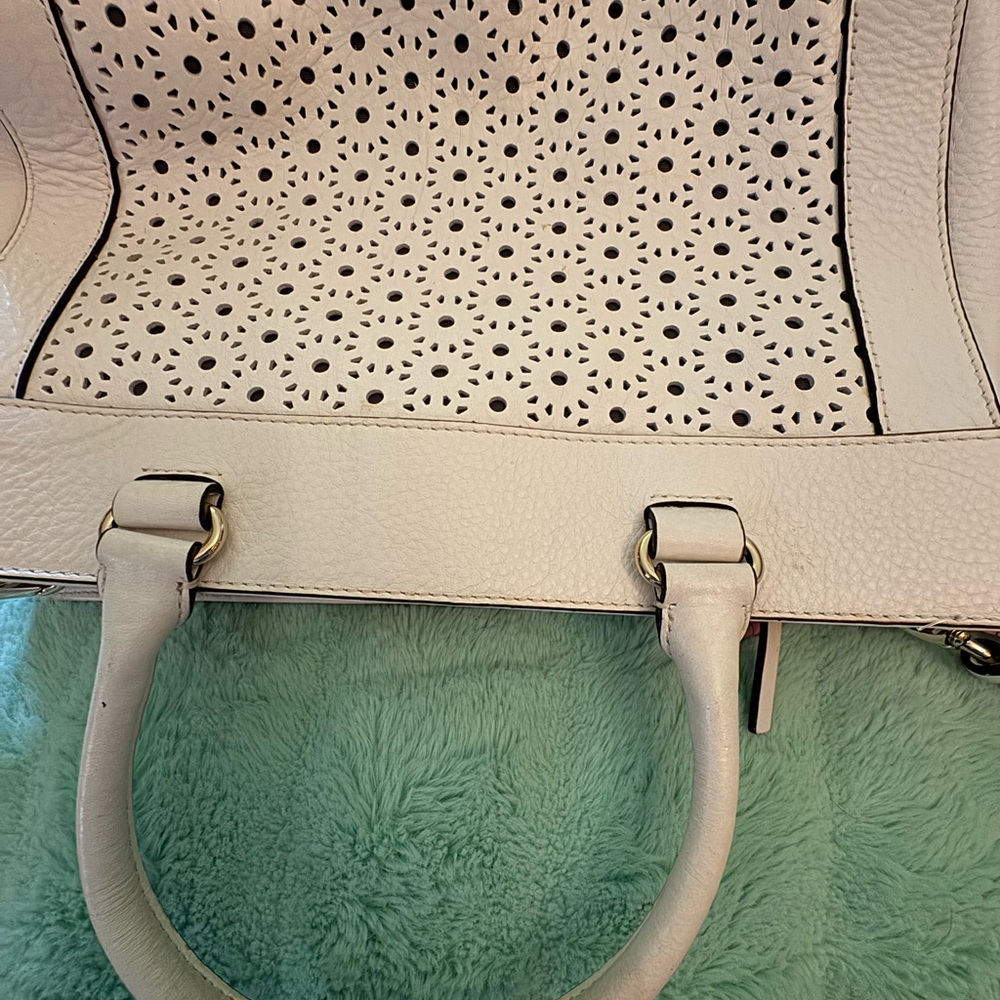 kate spade Cream Perforated Leather Satchel with Gold Hardware - Picture 7 of 15
